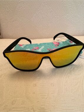 Goodr VRG Black Mirrored Yellow Sunglasses titled From Zero to Blitzed